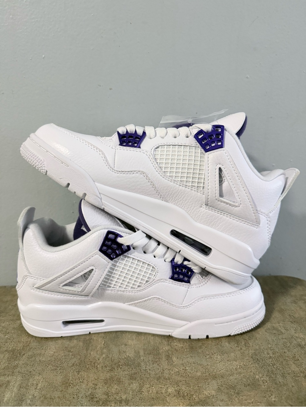 Jordan White Sneakers with Purple Jumpman Accent